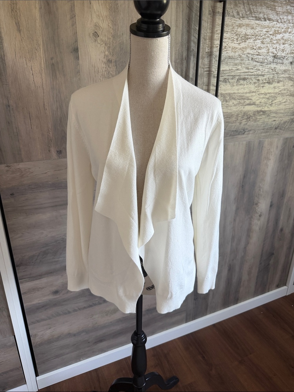 Vila Milano Cream Open-Front Draped Cardigan Size Medium